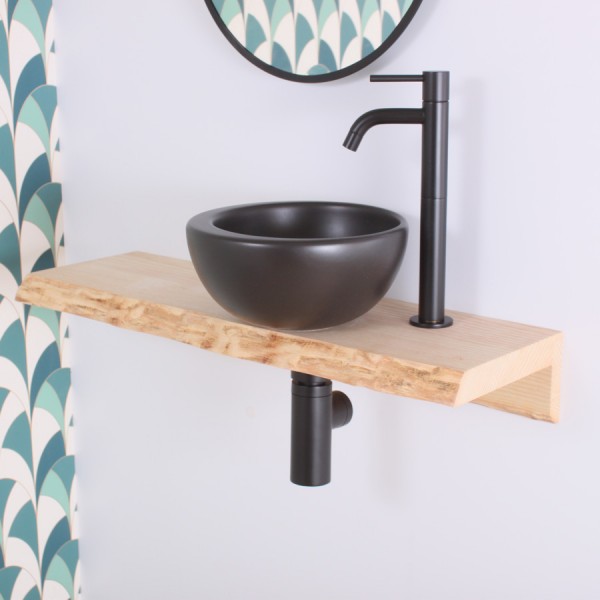 Lave-mains bol noir Wood Frêne Long