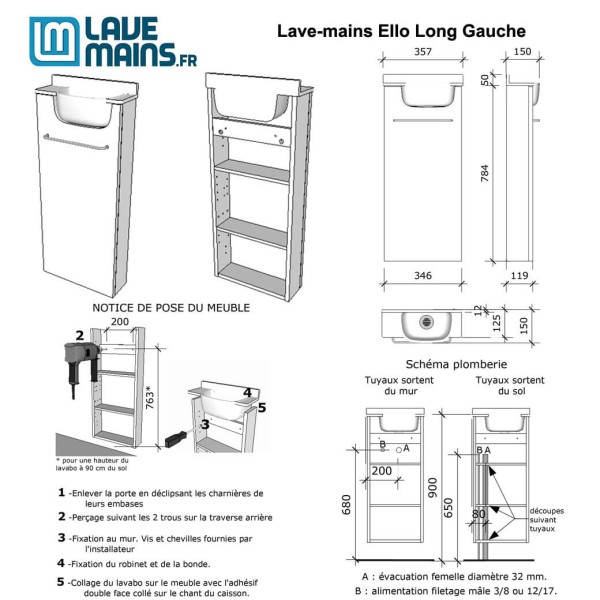 Lave-mains Ello Long Couleur