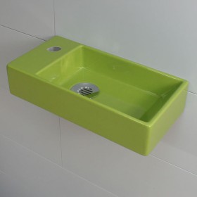 Lave-mains Léo vert robinetterie à gauche