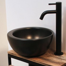 Bol design noir mat à poser sur un plan ou un meuble WC