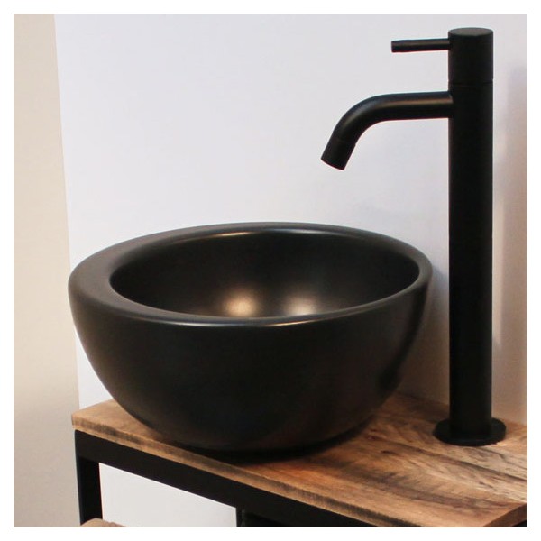 Bol design noir mat à poser sur un plan ou un meuble WC
