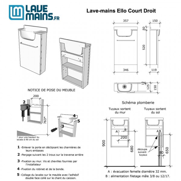 Lave-mains Ello Court Couleur