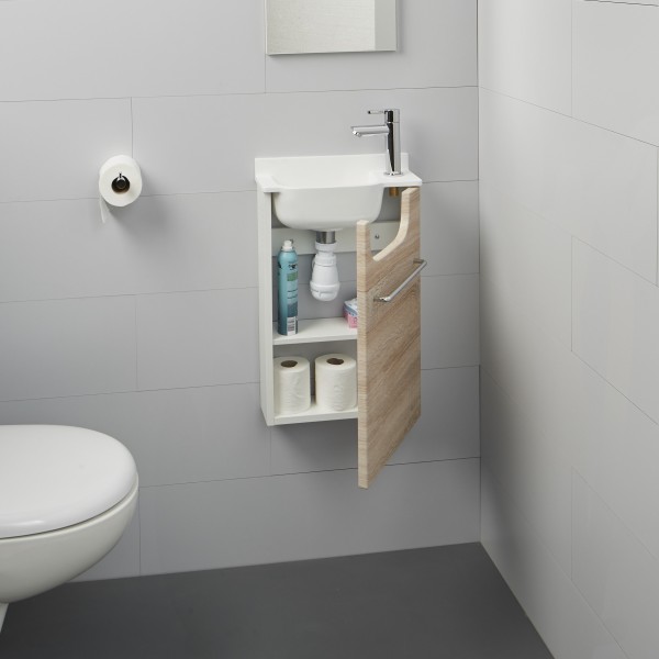 Très petit meuble WC en bois massif avec lave main Ello