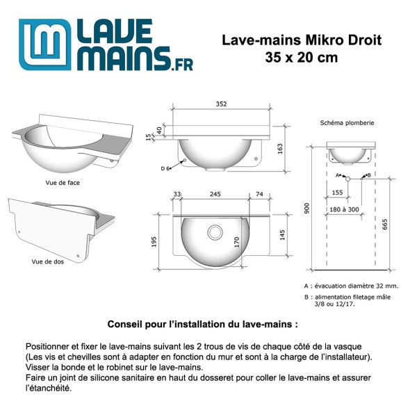 Pack Lave-mains Mikro Droit blanc