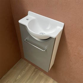 Meuble Court Gris inox Lave-mains Mikro Gauche