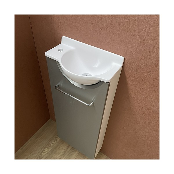 Meuble Long Gris inox Lave-mains Mikro Gauche