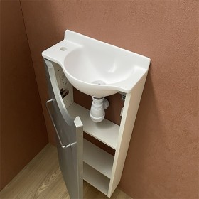 Meuble Long Gris inox Lave-mains Mikro Gauche