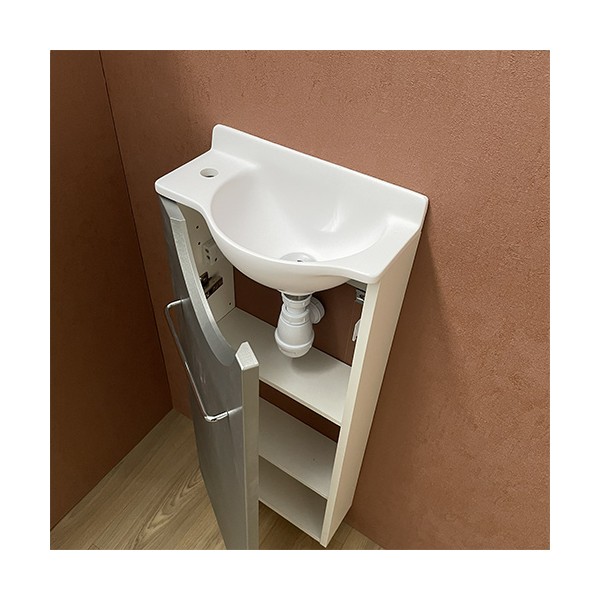 Meuble Long Gris inox Lave-mains Mikro Gauche