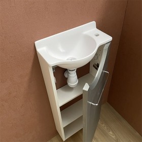 Meuble Long Gris inox Lave-mains Mikro Droit