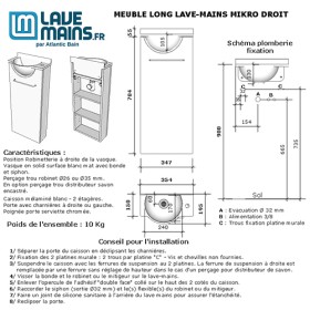 Meuble Long chêne Lave-mains Mikro Droit