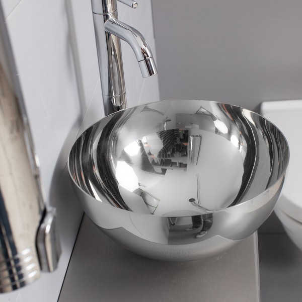 Bol en inox pour wc à poser sur un plan ou un meuble