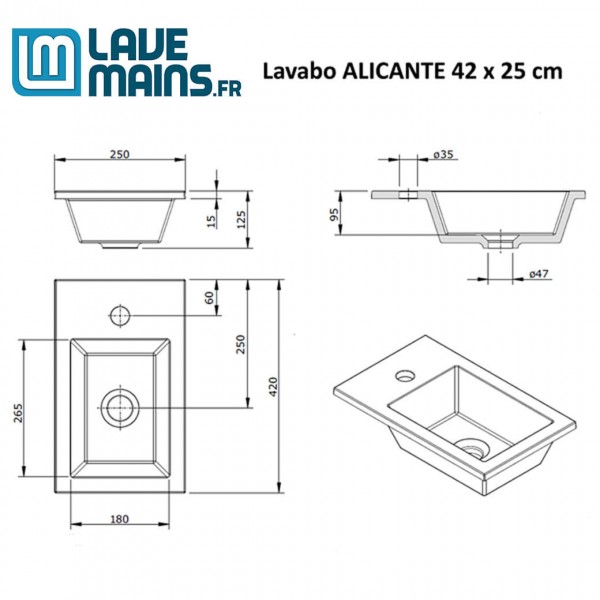 Vasque Lave-mains Alicante 42