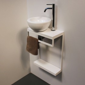 Structure lave mains design à suspendre avec Bol blanc céramique