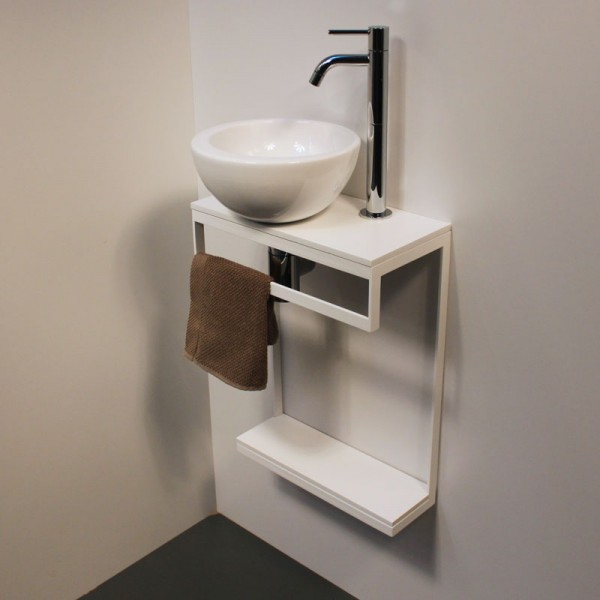 Structure lave mains design à suspendre avec Bol blanc céramique