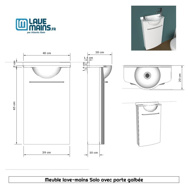 Pack Meuble Lave-mains Solo blanc