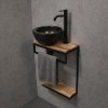 lave main design acier noir et bois