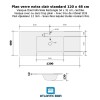 Plan verre standard vasque rectangle 120 cm