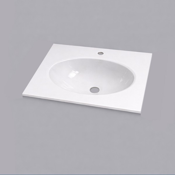 plan toilette verre vasque ovale  thermoformée  largeur 70 cm