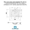 Plan verre standard vasque ovale 70 cm