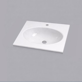 plan toilette verre vasque ovale  thermoformée  largeur 60 cm