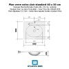 Plan verre standard vasque ovale 60 cm
