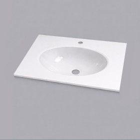 plan toilette verre vasque ovale  thermoformée  largeur 80 cm