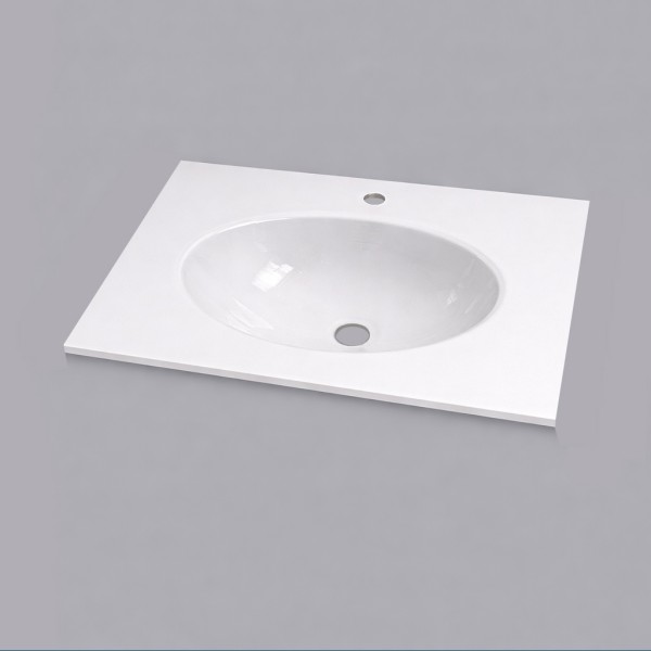 plan toilette verre vasque ovale  thermoformée  largeur 80 cm
