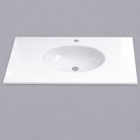 plan toilette verre vasque ovale  thermoformée  largeur 110 cm