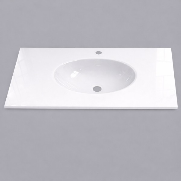 plan toilette verre vasque ovale  thermoformée  largeur 110 cm