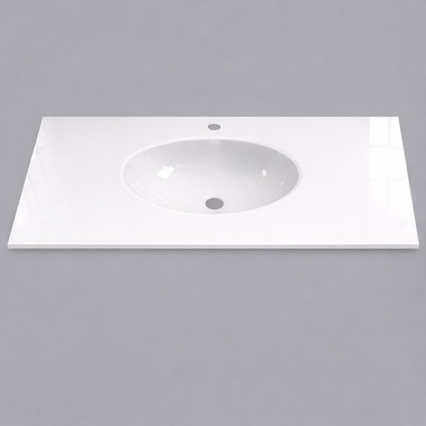 plan toilette verre vasque ovale  thermoformée  largeur 120 cm