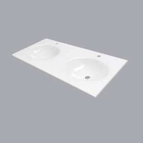 plan toilette verre double vasques ovale  thermoformées  largeur 140 cm