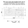 Plan verre standard double vasque ovale 140 cm