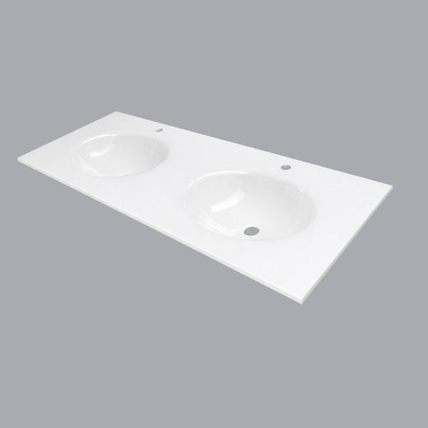 plan toilette verre double vasques ovale  thermoformées  largeur 140 cm