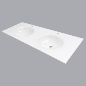 plan toilette verre double vasques ovale  thermoformées  largeur 160 cm