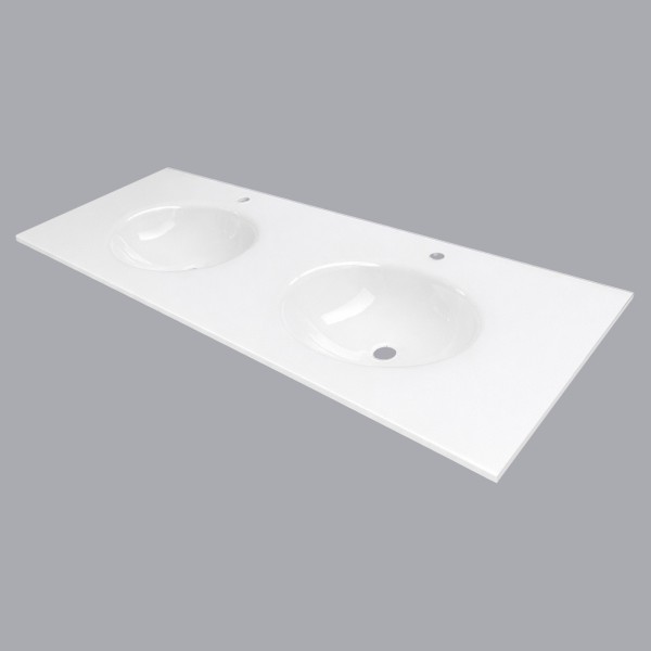 plan toilette verre double vasques ovale  thermoformées  largeur 160 cm