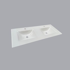 plan toilette verre double vasques rectangle  thermoformées  largeur 120 cm
