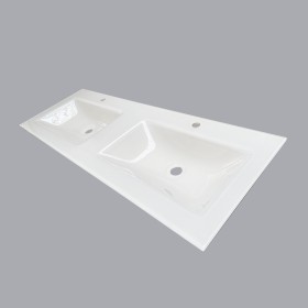 plan toilette verre double vasques rectangle thermoformées  largeur 140 cm