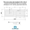 Plan verre double vasque rectangle 140 cm