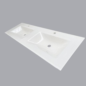 plan toilette verre double vasques rectangle thermoform&eacute;es  largeur 150 cm