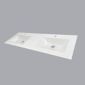plan toilette verre double vasques rectangle thermoform&eacute;es  largeur 160 cm