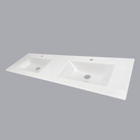 plan toilette verre double vasques rectangle thermoform&eacute;es  largeur 170 cm