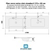 Plan verre standard double vasque rectangle 170 cm