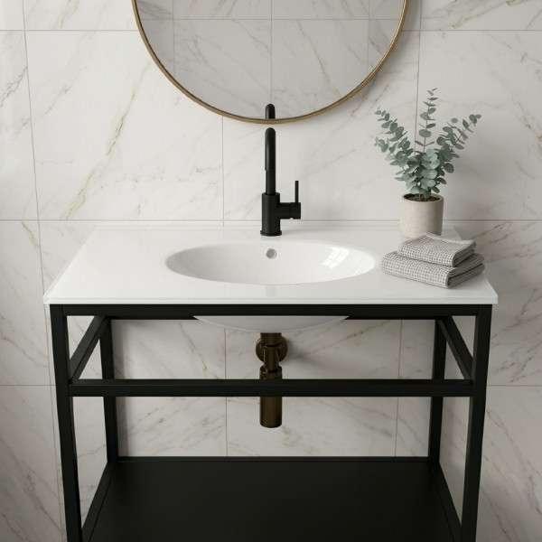Plan verre standard vasque ovale 100 cm