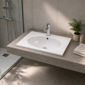 Plan verre standard vasque ovale 70 cm