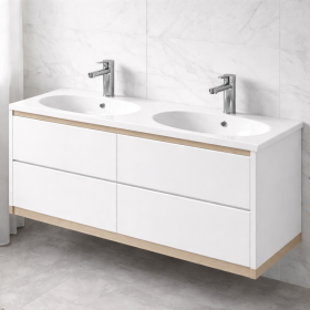 Plan verre double vasque ovale 140 cm