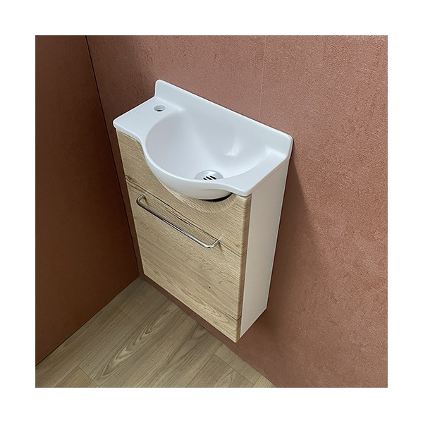 meuble lave mains mikro 35 x 20 cm porte halifax naturel - robinetterie à gauche