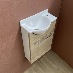 meuble lave mains mikro 35 x 20 cm porte halifax naturel - robinetterie à droite