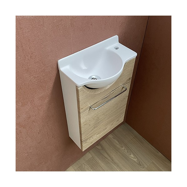 meuble lave mains mikro 35 x 20 cm porte halifax naturel - robinetterie à droite