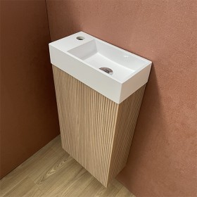 petit meuble lave main 36 x 18 cm - caisson 1 porte chêne halifax naturel