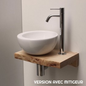 Lave-mains bol blanc Wood Frêne